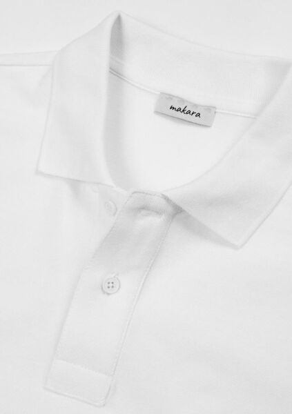 Makara Polo Yaka Unisex T-Shirt Beyaz - L