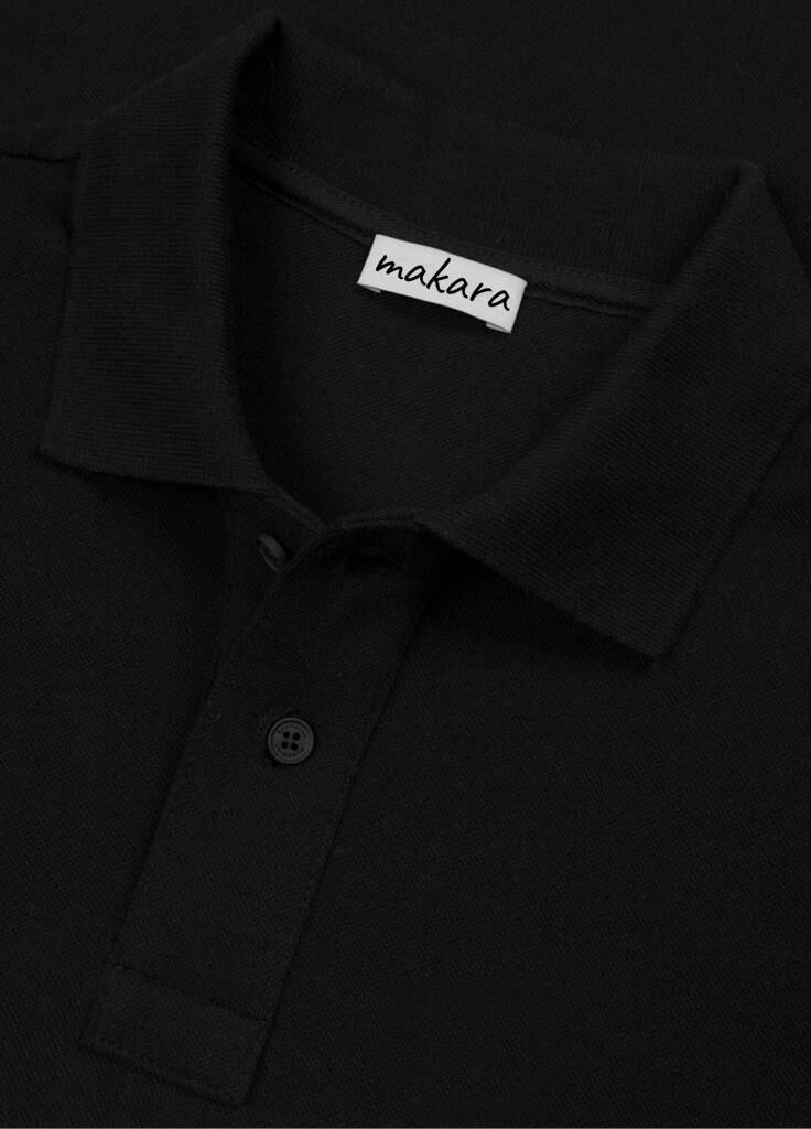 Makara Polo Yaka Unisex T-Shirt Siyah - XL
