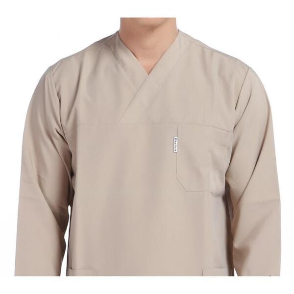 V Yaka Ceket Uzun Kol Bej