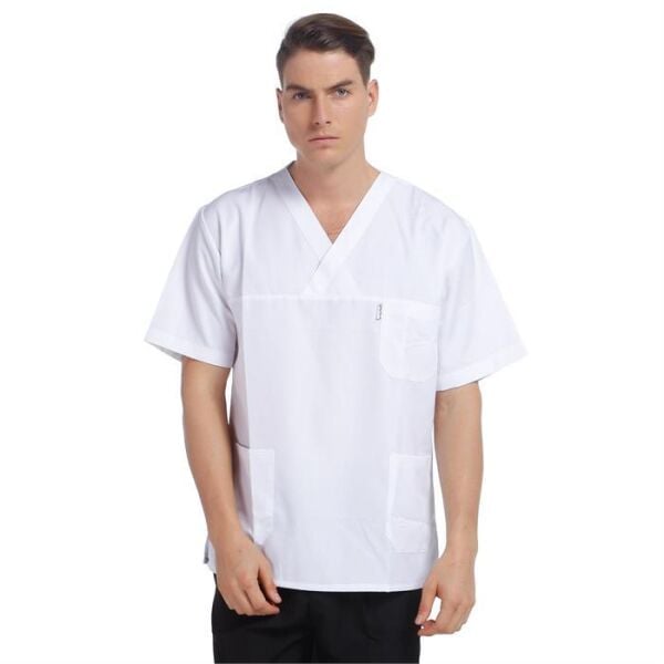 V Yaka Ceket Kısa Kol Beyaz