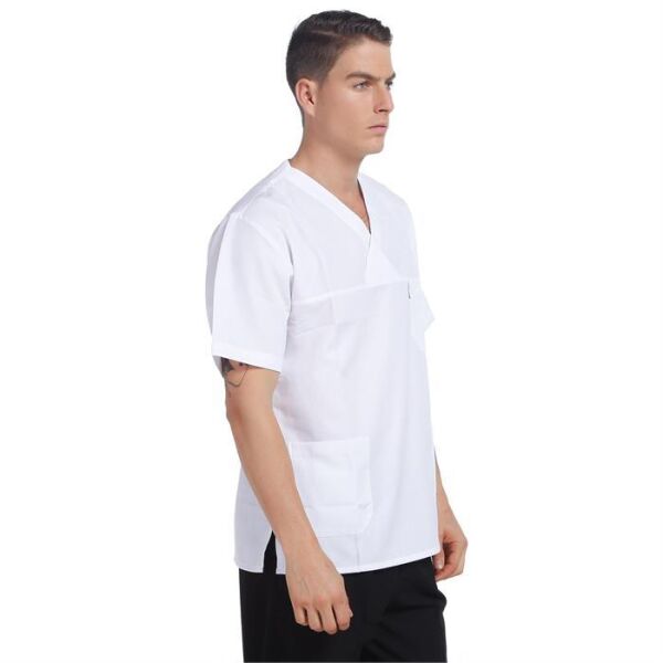 V Yaka Ceket Kısa Kol Beyaz