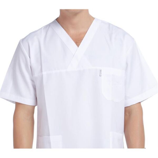 V Yaka Ceket Kısa Kol Beyaz