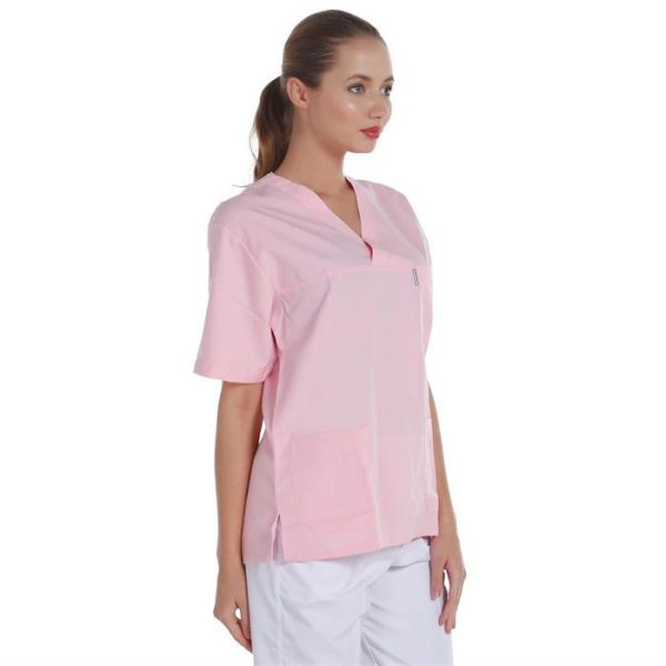 V Yaka Ceket Kısa Kol Pembe