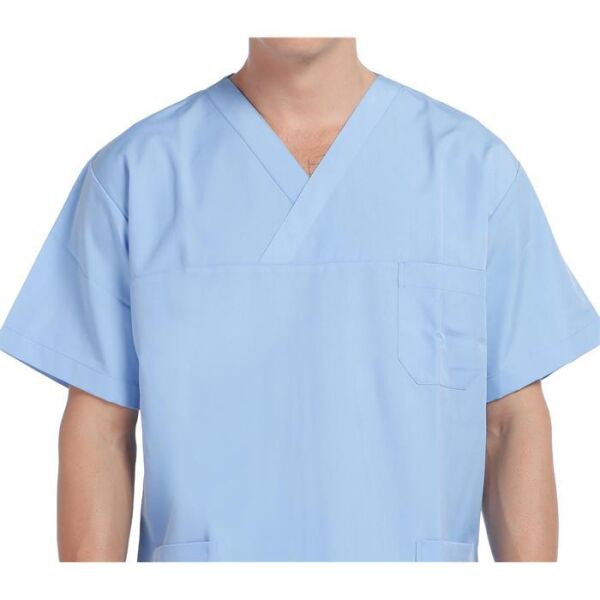 V Yaka Ceket Kısa Kol Açık Mavi