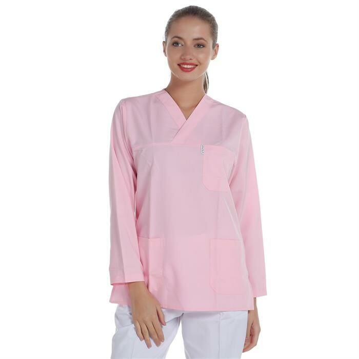 V Yaka Ceket Uzun Kol Pembe