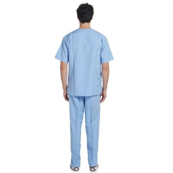 V Yaka Takım Kısa Kol Açık Mavi