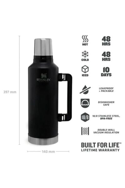 Stanley Klasik Vakumlu 2.3 Litre Çelik Termos - Siyah