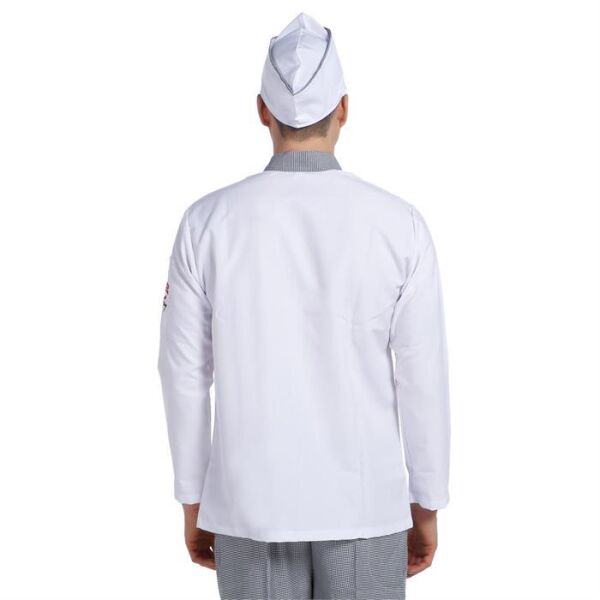 Aşçı Ceketi Beyaz Uzun Kol Çatal Bıçak Pötikare Garnitürlü