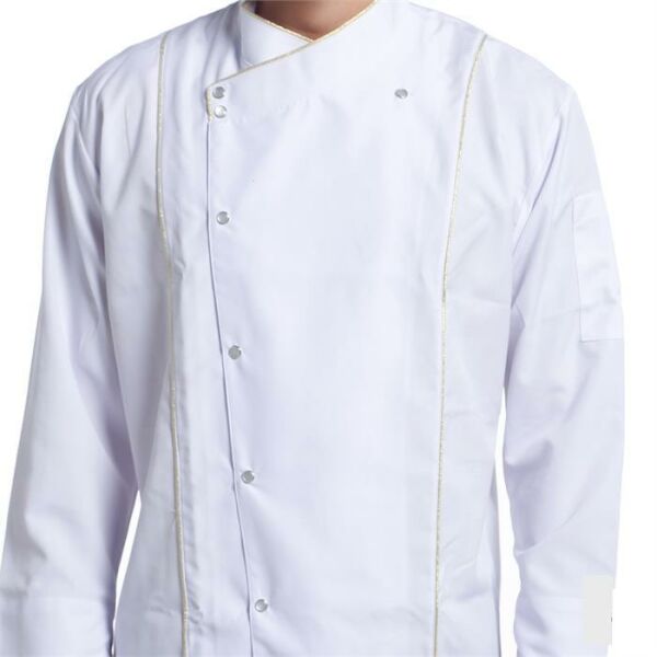 Aşçı Ceketi Beyaz Uzun Kol Altın Biyeli T Model