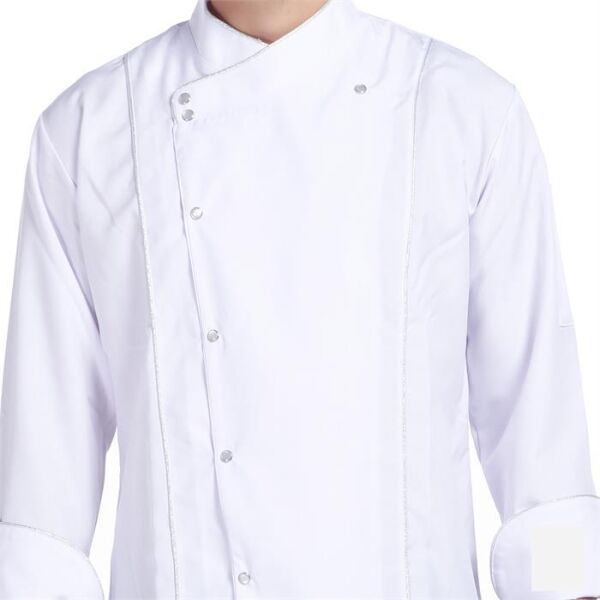 Aşçı Ceketi Beyaz Gümüş Biyeli T Model