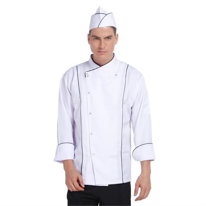 Aşçı Ceketi Beyaz Siyah Biyeli T Model