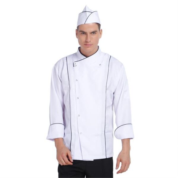 Aşçı Ceketi Beyaz Siyah Biyeli T Model