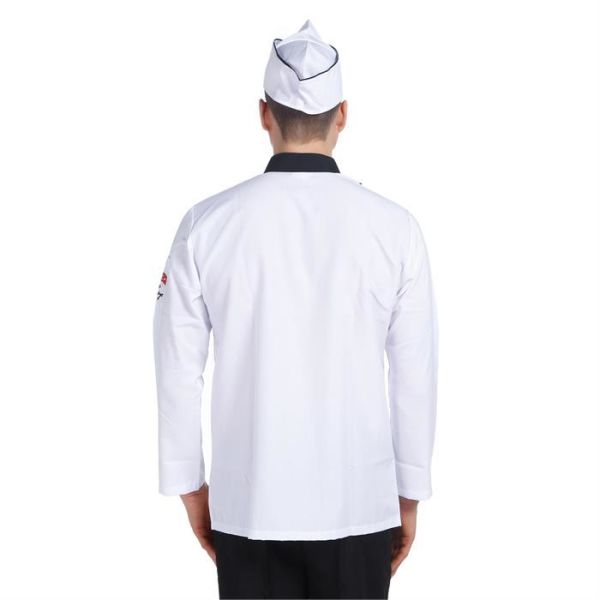 Aşçı Ceketi Beyaz Uzun Kol Altın Çatal Bıçak Garnitürlü