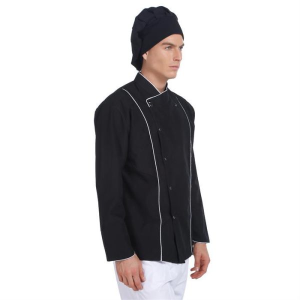 Aşçı Ceketi Siyah Gümüş Biyeli T Model