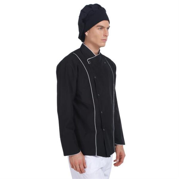 Aşçı Ceketi Siyah Gümüş Biyeli T Model