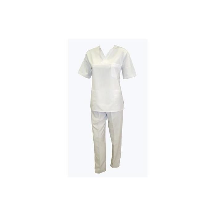 V Yaka Takım Kısa Kol Beyaz