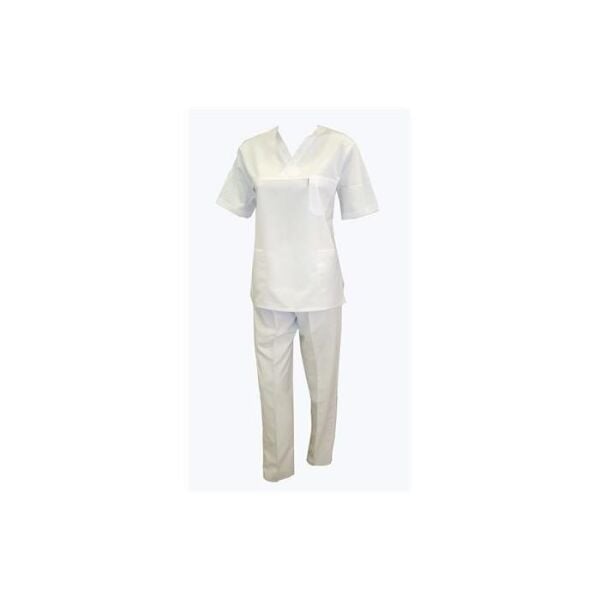 V Yaka Takım Kısa Kol Beyaz