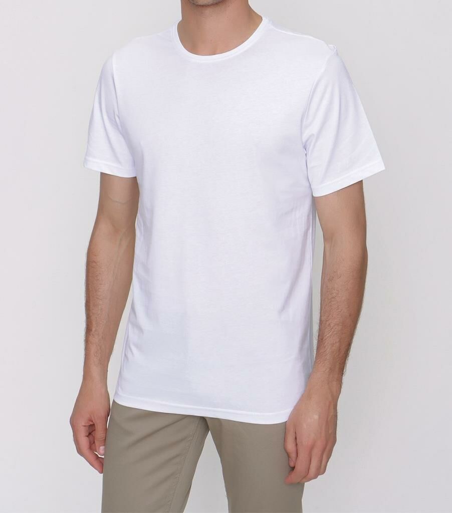 Makara Basic Düz %100 Pamuk Bisiklet Yaka Kısa Kollu Tişört Beyaz - XXL Beden
