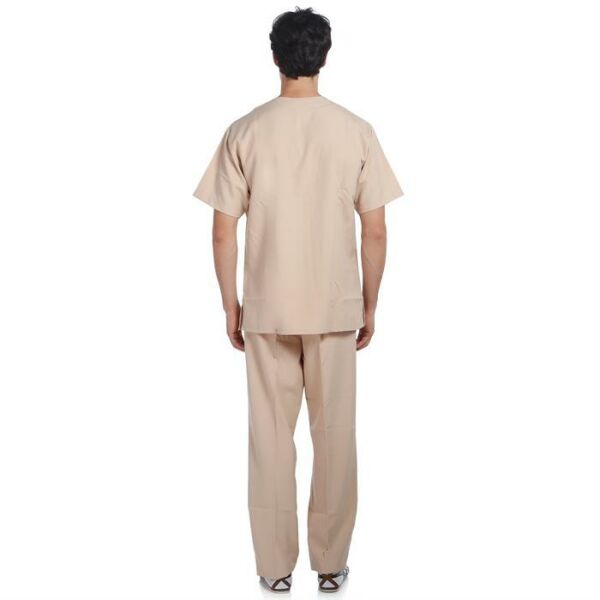 V Yaka Takım Kısa Kol Bej