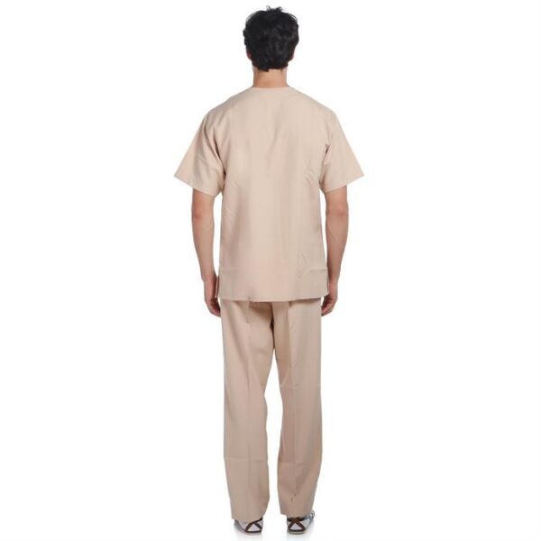 V Yaka Takım Kısa Kol Bej