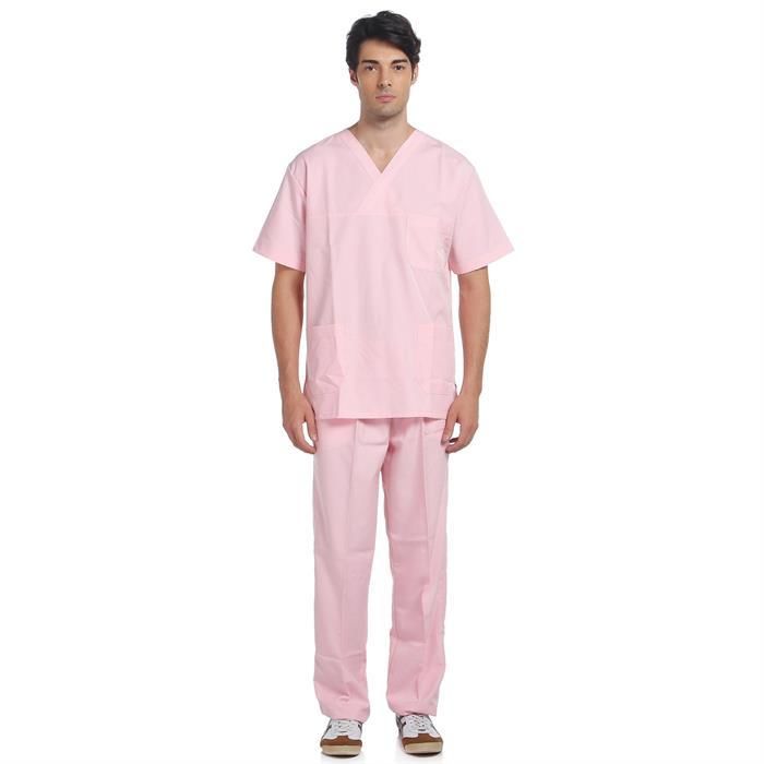 V Yaka Takım Kısa Kol Pembe