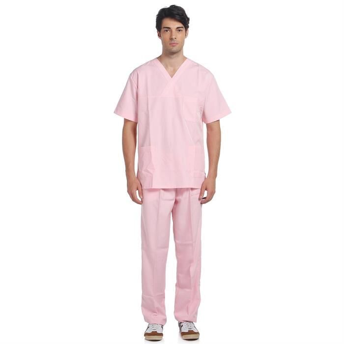 V Yaka Takım Kısa Kol Pembe