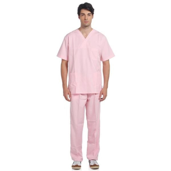 V Yaka Takım Kısa Kol Pembe