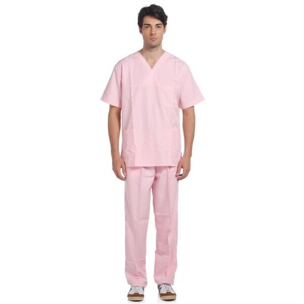 V Yaka Takım Kısa Kol Pembe
