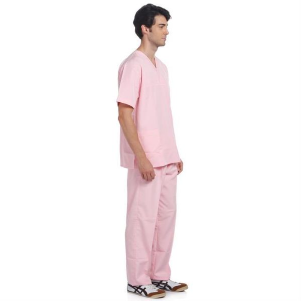 V Yaka Takım Kısa Kol Pembe