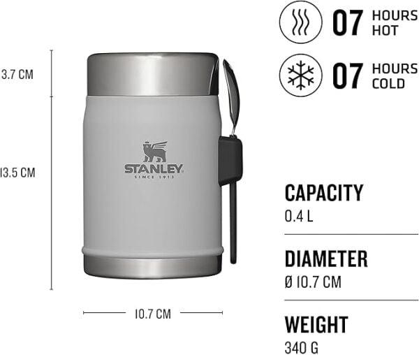 Stanley Classic Legendary Yemek Termosu Kaşıklı 0,4 L Gri